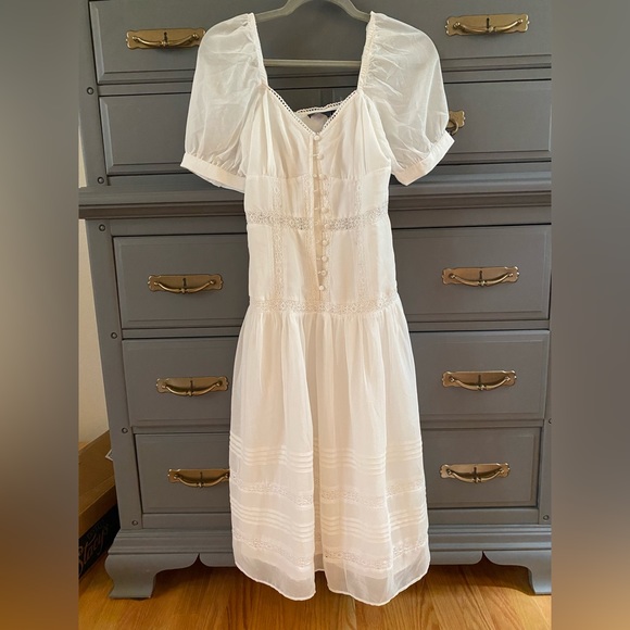 ASOS Romantic Ivory Button Up Midi Dress Beautiful Details size S EUC - Picture 10 of 10